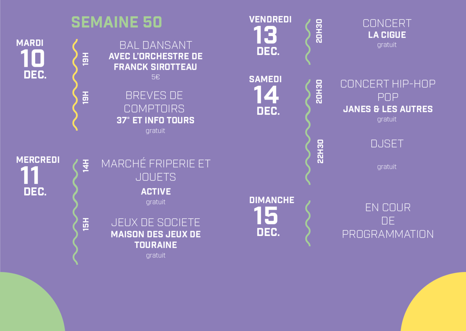 Programmation semaine 50 2024